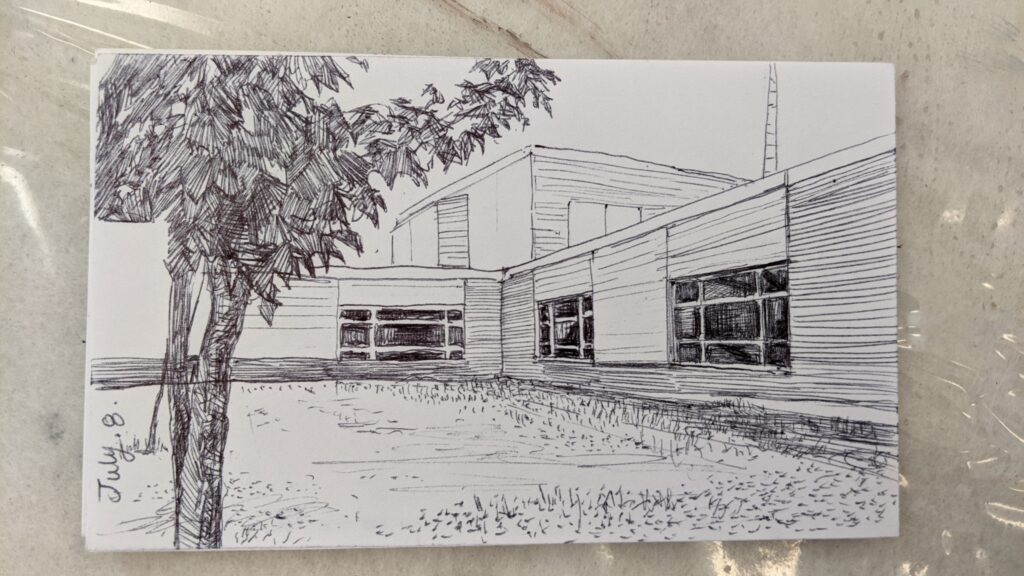 Ballpen Sketch on Indexcard of Stratford Elementary