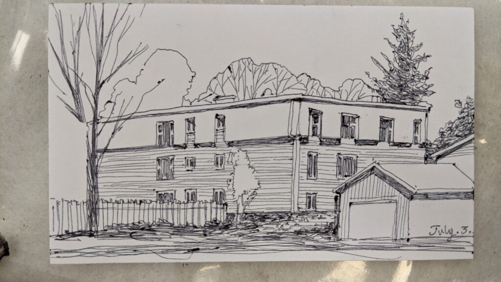 Ballpen Sketch of An Appartment beside Pond St